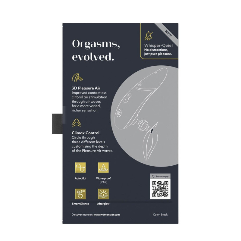Вакуумний кліторальний стимулятор Womanizer Next Black, 3D Pleasure Air, 14 рівнів інтенсивності