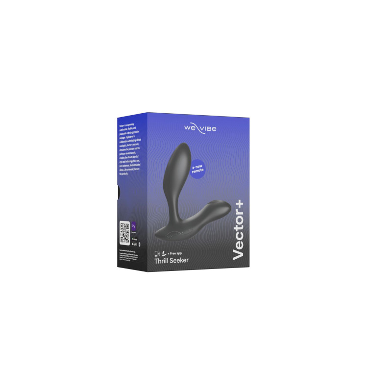 Смарт-вибромассажер простаты We-Vibe Vector+ CHARCOAL BLACK, пульт ДУ, регулируемый угол наклона