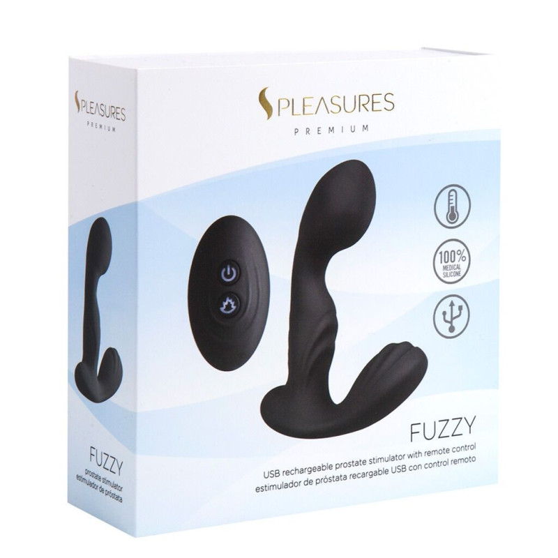 Вибромассажер простаты S Pleasures Premium FUZZY, черный, с рельефом, 10 режимов вибрации, нагрев