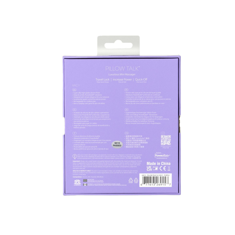 Розкішний вібратор Pillow Talk Racy Purple Special Edition, Сваровскі, пов’язка на очі + гра