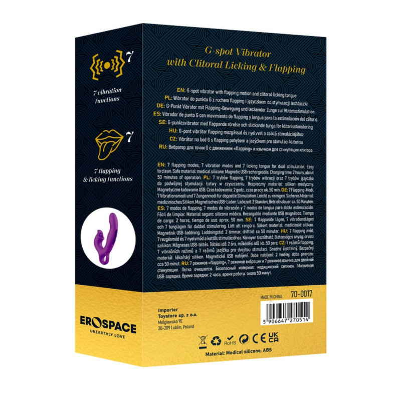 Вібратор Erospace Sweet Play G-Spot Vibrator With Clitoral Licking & Flapping A17