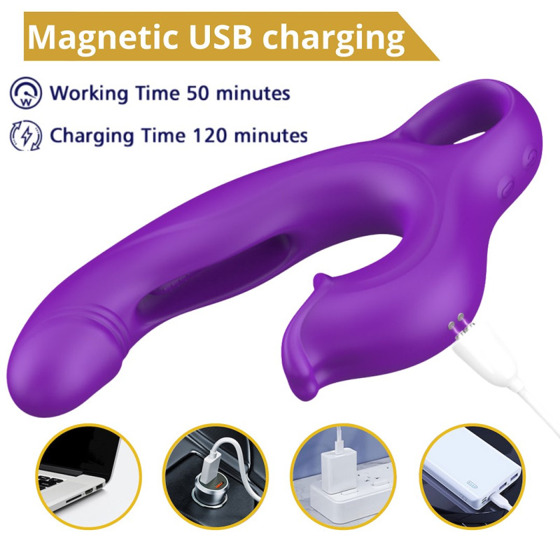 Вібратор Erospace Sweet Play G-Spot Vibrator With Clitoral Licking & Flapping A17