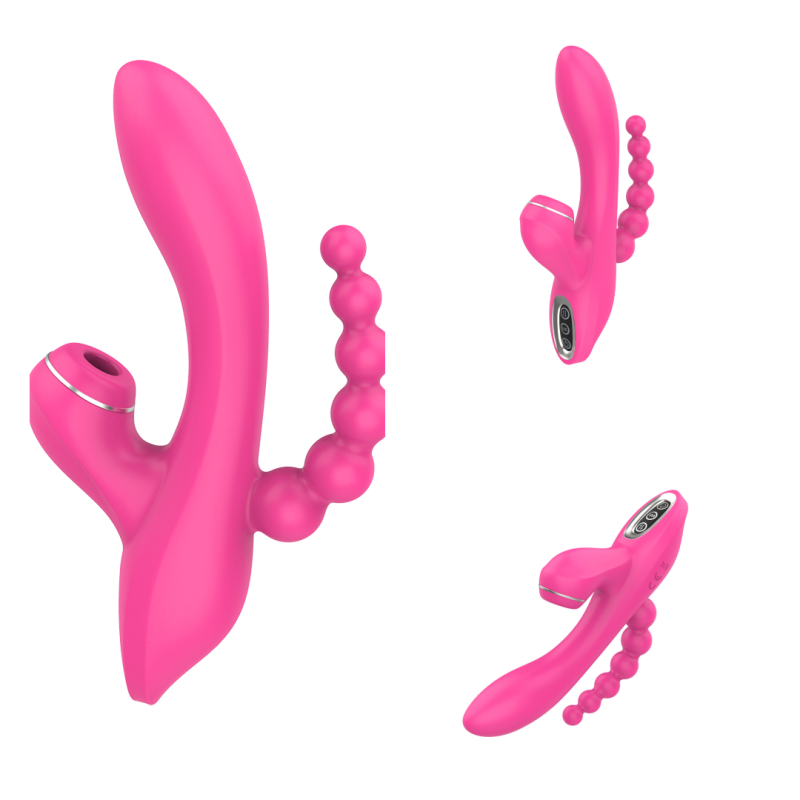 Вібратор Erospace Sweet Play Sucking Vibrator With Anal Beads A3