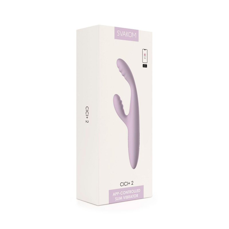 Тонкий кролик-вибратор Svakom Cici+ 2 Lilac, управление со смартфона, подогрев до 38 °C