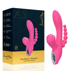 Вібратор Erospace Sweet Play Sucking Vibrator With Anal Beads A3