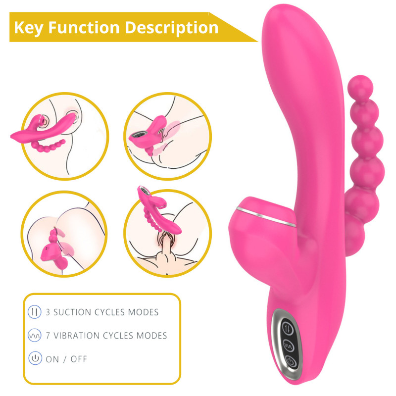 Вібратор Erospace Sweet Play Sucking Vibrator With Anal Beads A3