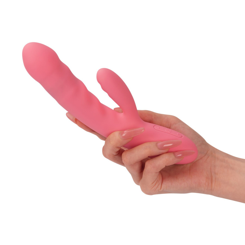 Вибратор-кролик Svakom Avery Strawberry Pink с движущимся стволом движение вперед-назад