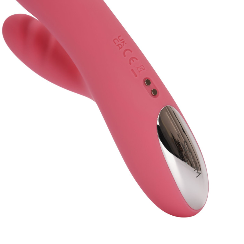 Вибратор-кролик Svakom Avery Strawberry Pink с движущимся стволом движение вперед-назад