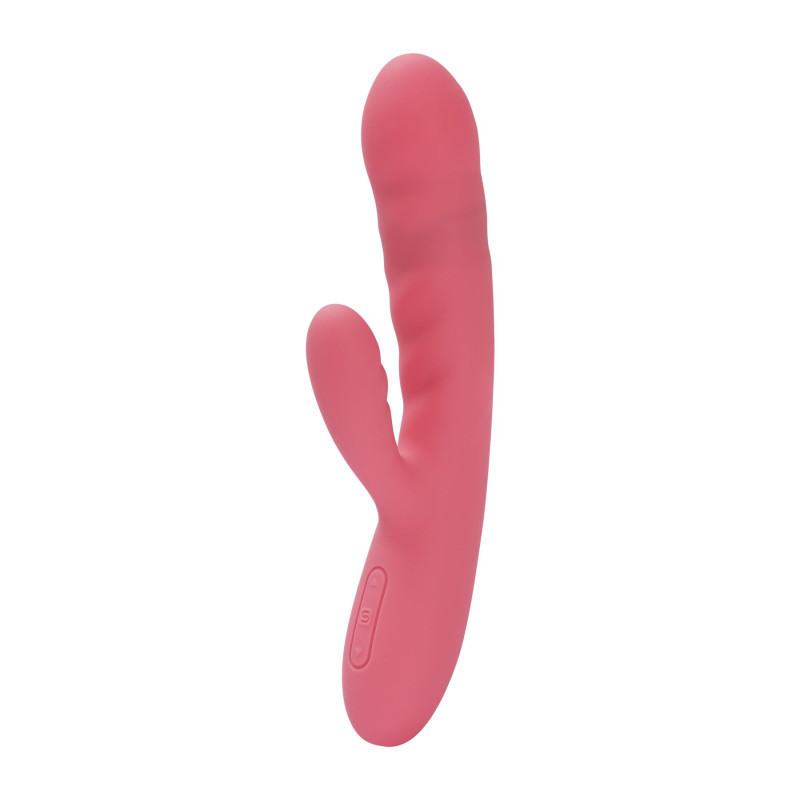 Вибратор-кролик Svakom Avery Strawberry Pink с движущимся стволом движение вперед-назад