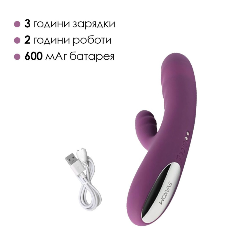 Вибратор-кролик Svakom Avery Lilac со движущимся стволом движение вперед-назад