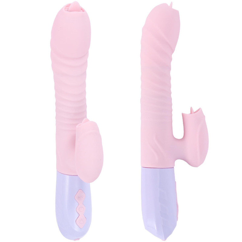 Вибратор B - Series Fox Silicone Vibrator USB 7 Function and Thrusting Function / Heating Pink
