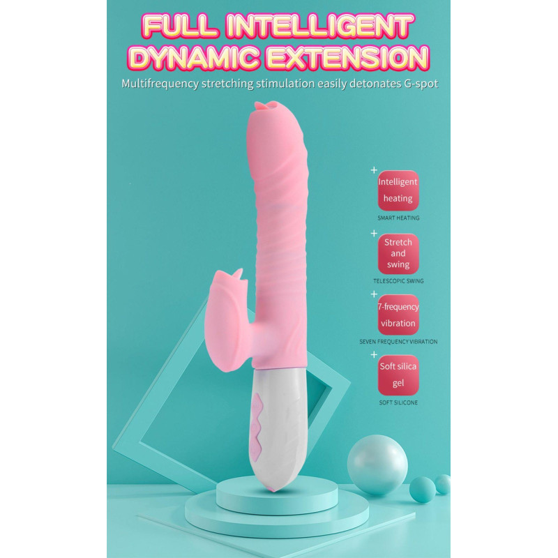Вибратор B - Series Fox Silicone Vibrator USB 7 Function and Thrusting Function / Heating Pink