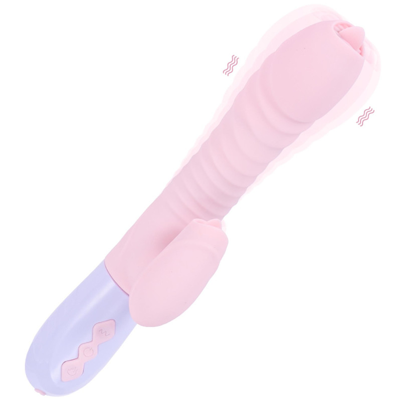 Вибратор B - Series Fox Silicone Vibrator USB 7 Function and Thrusting Function / Heating Pink