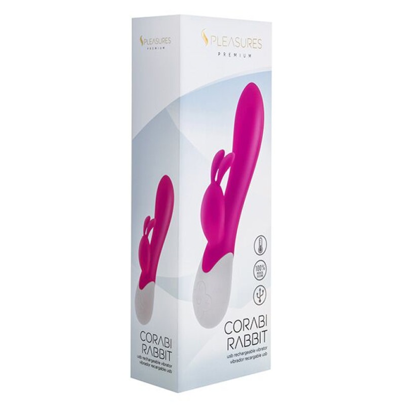 Вібратор-кролик S Pleasures Premium Corabi Rabbit, рожевий, вушка для клітора, 16 режимів, нагрів