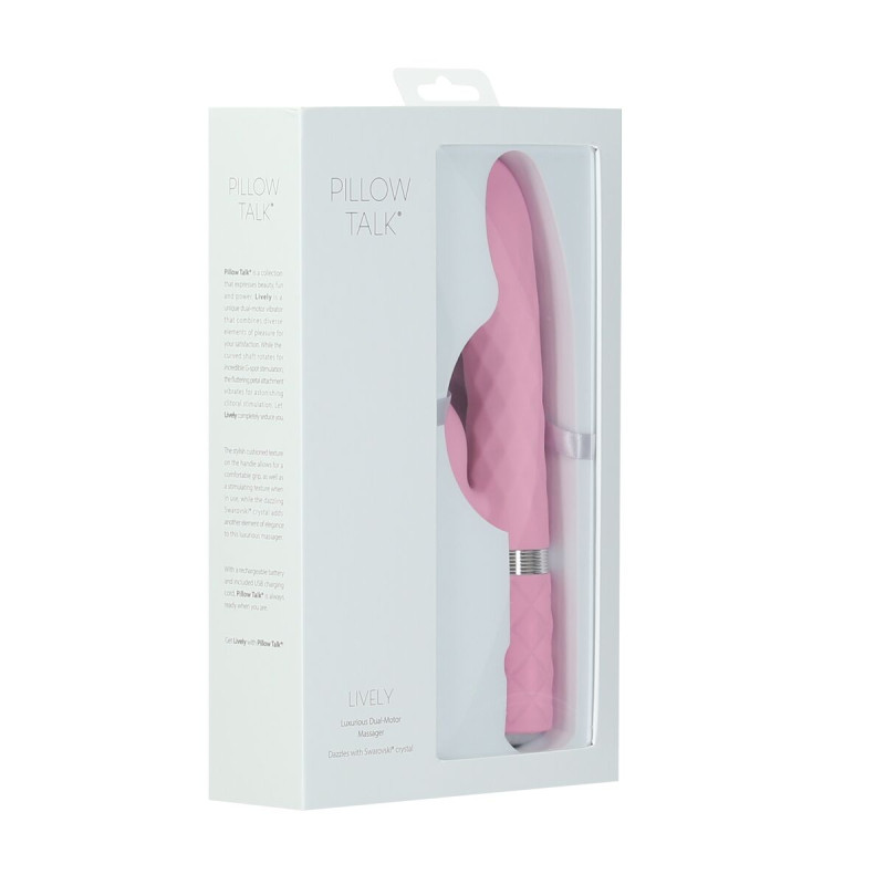 Розкішний кролик з ротацією та вібрацією Pillow Talk Lively Pink, кристал Сваровскі