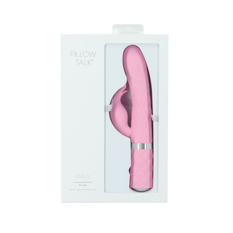 Розкішний кролик з ротацією та вібрацією Pillow Talk Lively Pink, кристал Сваровскі