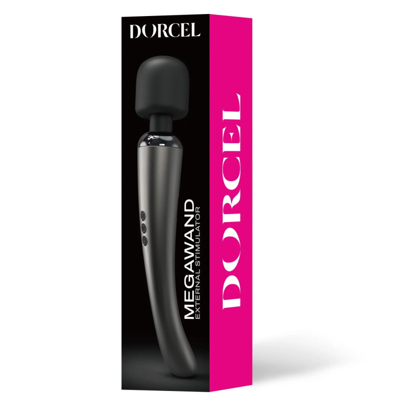 Мощный перезаряжаемый вибромассажер Dorcel Megawand Chrome Silver 160 режимов