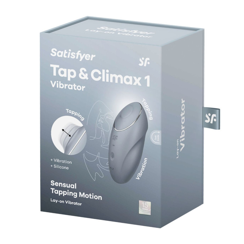 Вібростимулятор-пульсатор Satisfyer Tap & Climax 1 Bluegrey, ефект постукування пальцем, 2 мотори
