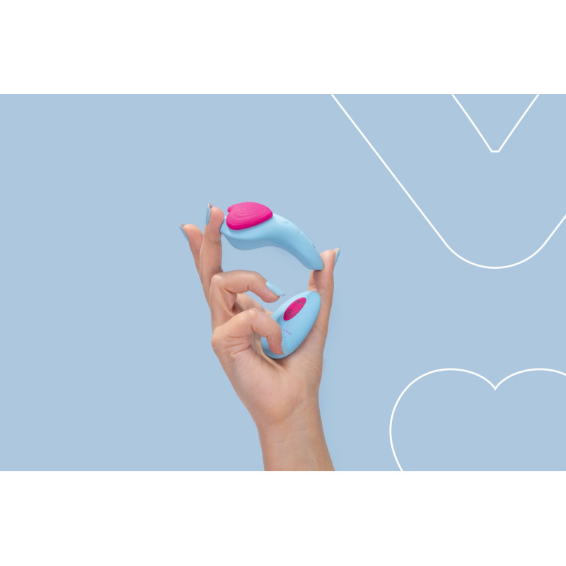 Вібратор у трусики FairyGasm HeartGem blue, на магніті, пульт ДК