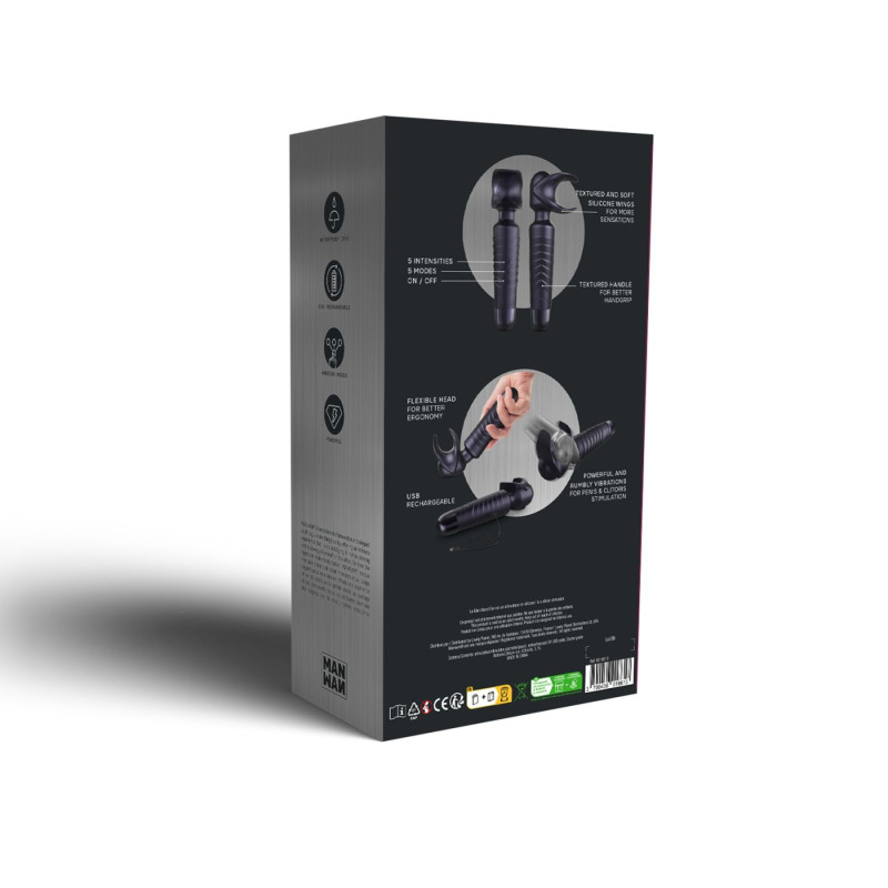 Мастурбатор-вибромассажер Manwan MAN.WAND EVO Black Plum, отлично для пар, виброминет