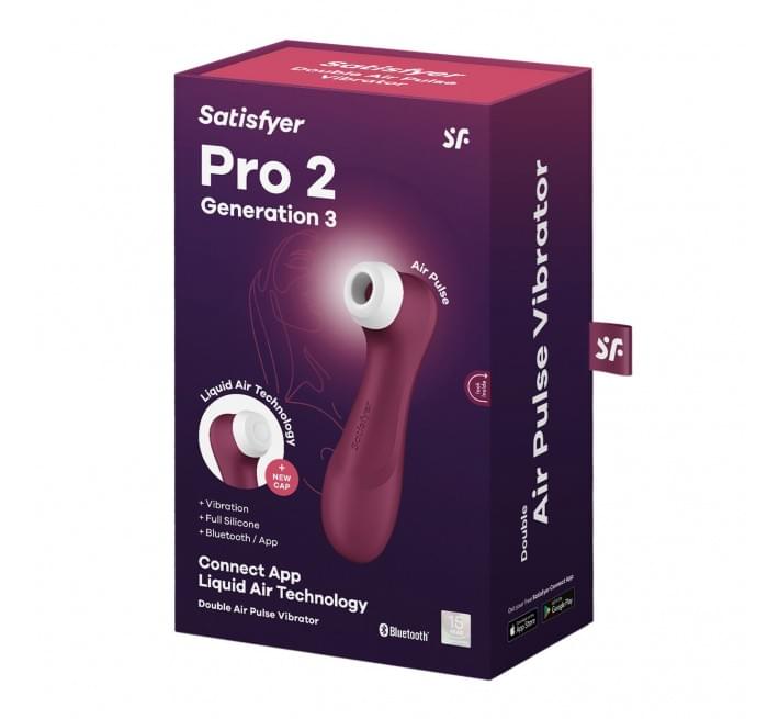 Вакуумный клиторальный стимулятор Satisfyer Pro 2 Generation 3 with Liquid Air Connect App Wine Red