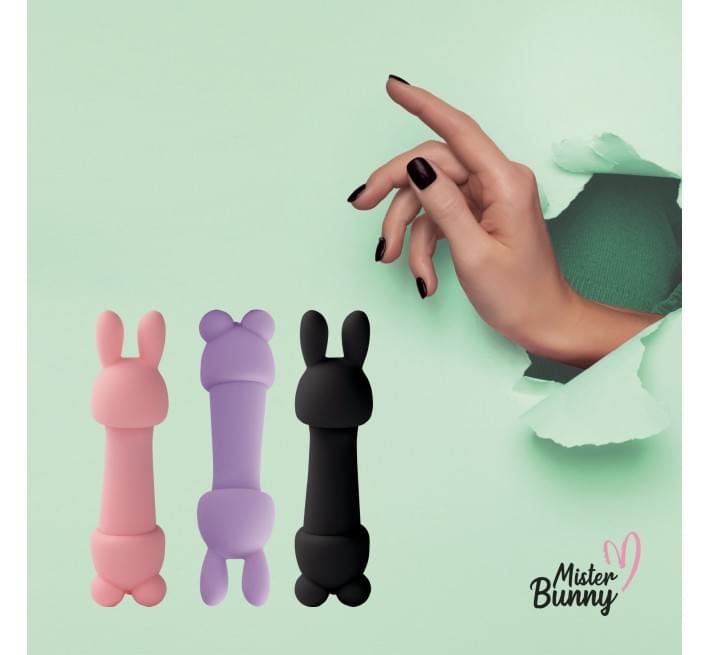 Мини-вибратор FeelzToys Mister Bunny с двумя насадками Черный