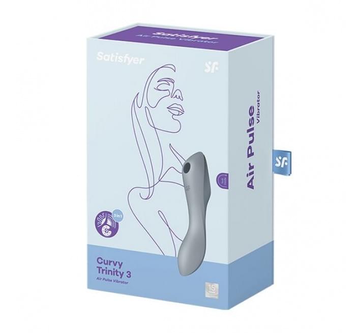 Вакуумный стимулятор с вибрацией Satisfyer Curvy Trinity 3 BlueGrey