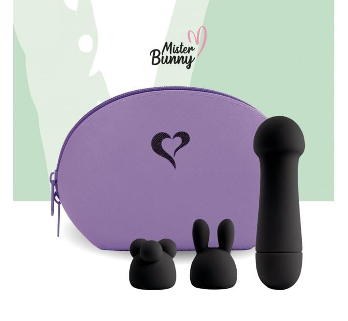 Мини-вибратор FeelzToys Mister Bunny с двумя насадками Черный