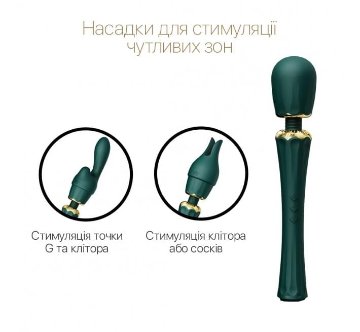 Вибромассажер с насадками Zalo — Kyro Wand Turquoise Green