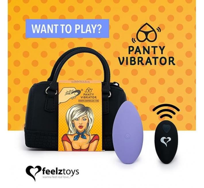 Вибратор в трусики FeelzToys Panty Vibrator Фиолетовый с пультом ДУ, 6 режимов работы, сумочка-чехол