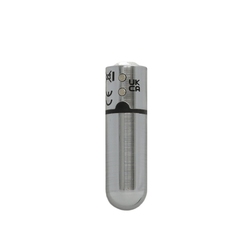 Виброшар PowerBullet First-Class Bullet 2.5″ с Key Chain Pouch, Silver, 9 режимов вибрации
