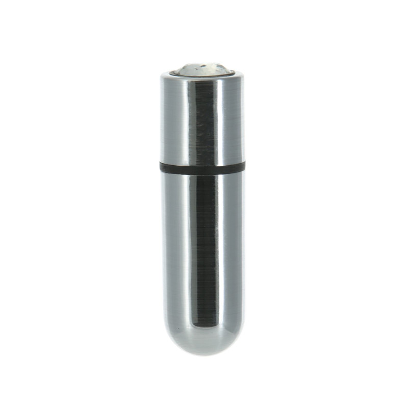 Виброшар PowerBullet First-Class Bullet 2.5″ с Key Chain Pouch, Silver, 9 режимов вибрации