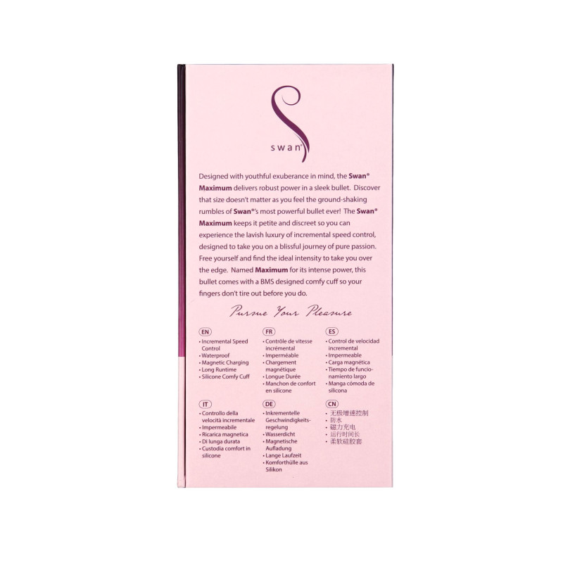 Виброшар Swan Maximum + Comfy Cuff Pink, супермощная, разная интенсивность, силиконовая манжета