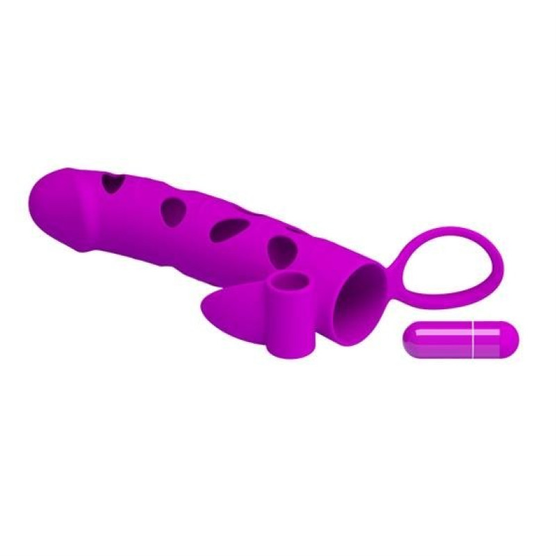 Насадка на член Pretty Love 6 Inch Vibrating Penis Sleeve Фіолетова