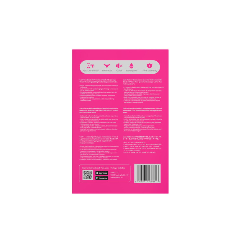 Смарт-віброяйце Lovense Lush 4, дуже потужне, швидке заряджання, LED-підсвічування