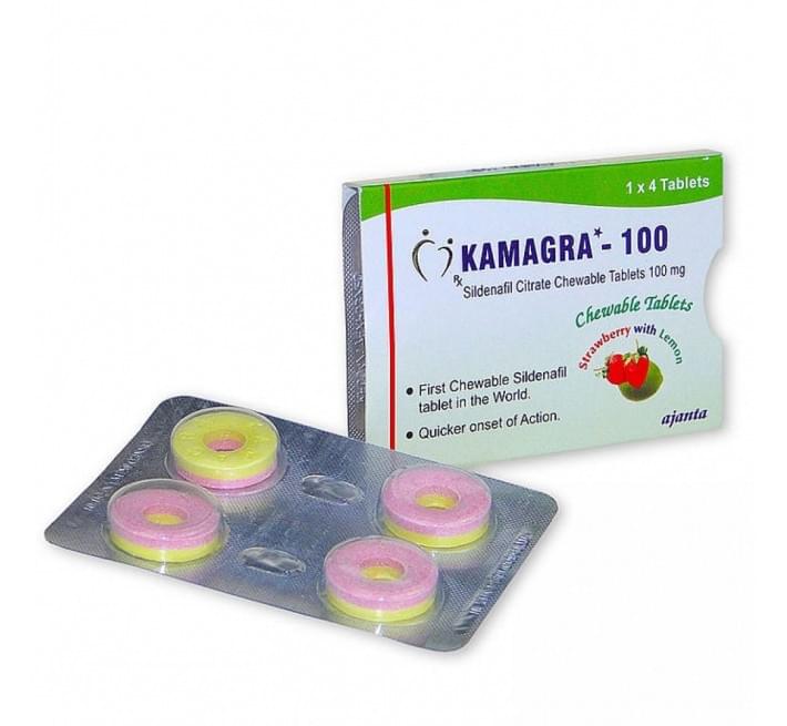 Таблетки для потенции Kamagra-100 клубничка и лимон 4 таблетки