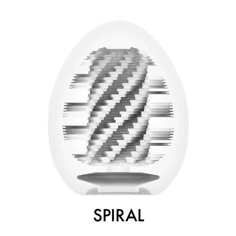 Мастурбатор-яйце Tenga Egg Spiral, щільний TPE, пробник лубриканту 5 мл