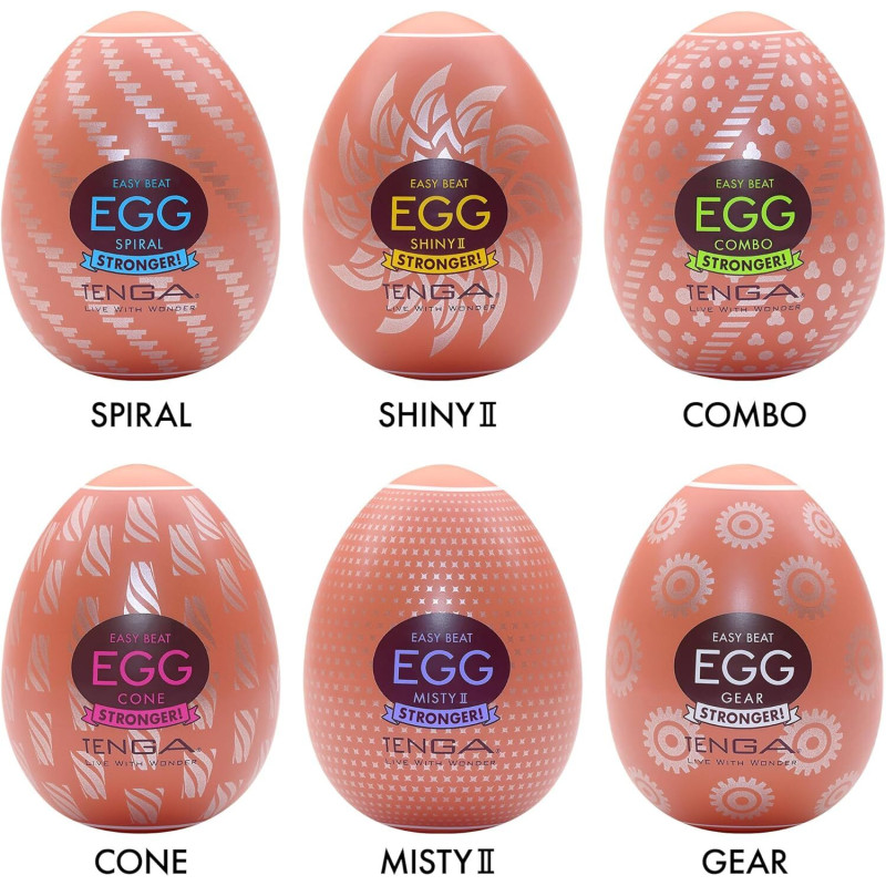 Набір мастурбаторів-яєць Tenga Egg Hard Boilded II Pack (6 яєць), щільний TPE, опукла текстура