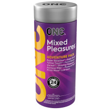 ONE Mixed Pleasures, 24 шт, 8 видів, лубрикант у комплекті, подарункове паковання-тубус