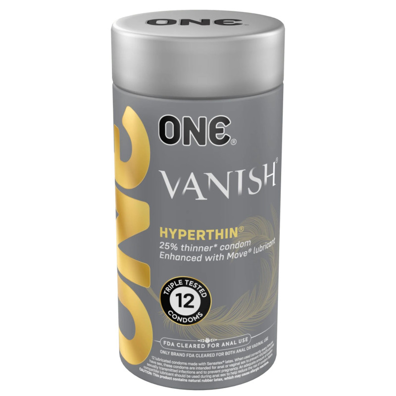 ONE Vanish Hyperthin, 12 шт, ультратонкі, зі змазкою, подарункове паковання-тубус