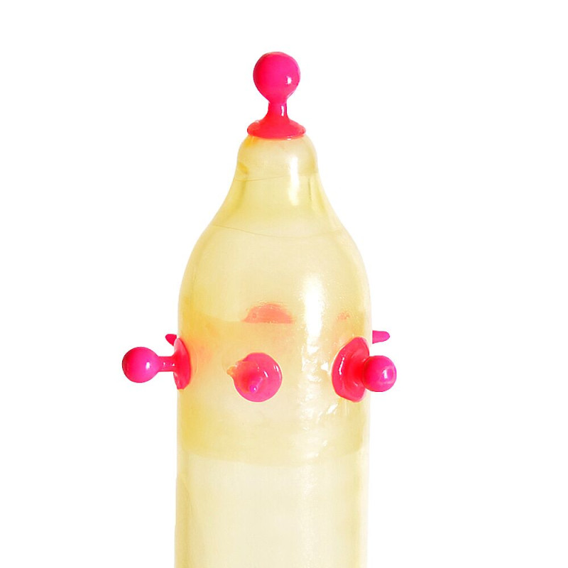 Recare Pink Monster Spike Condom (з кульками та вусиками)