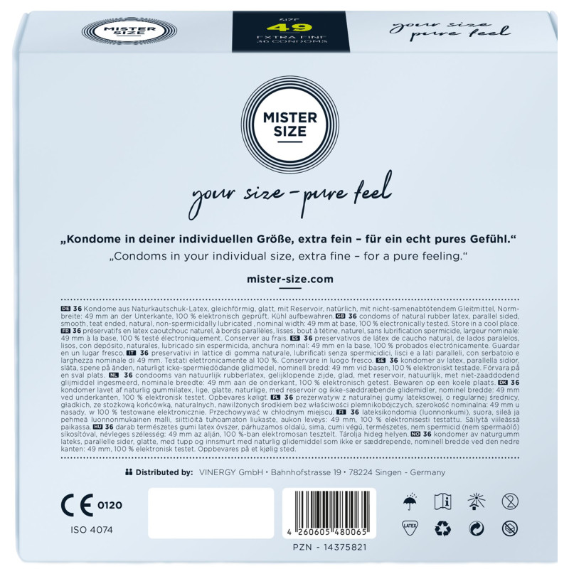 Mister Size - pure feel - 49 (36 condoms), товщина 0,05 мм