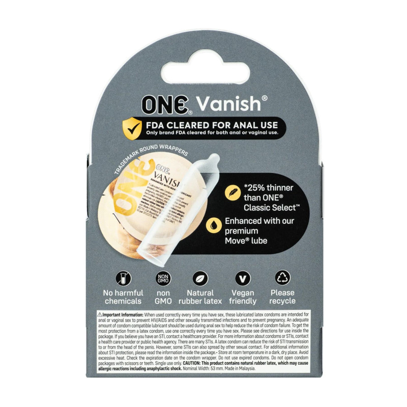 ONE Vanish Hyperthin, 3 шт, ультратонкі, зі змазкою, картонне паковання