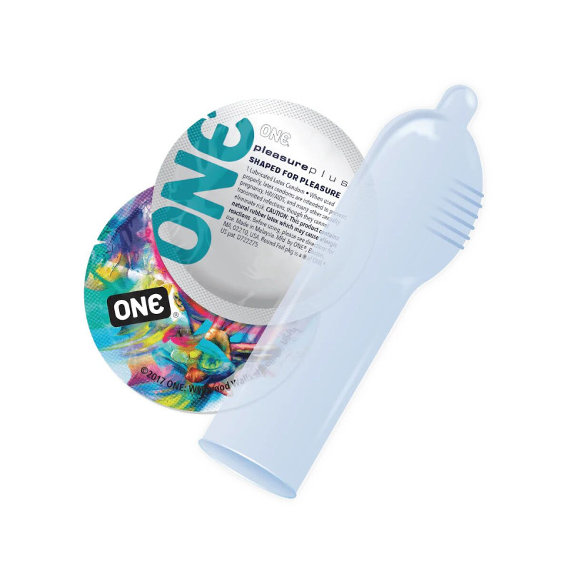 ONE Pleasure Plus, 12 шт, з ребристою ділянкою на кінці, подарункове паковання-тубус