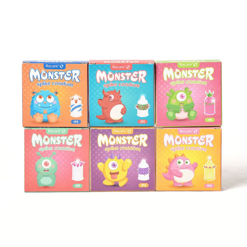 Recare Yellow Monster Spike Condom (з рядами пухирців та шипів)