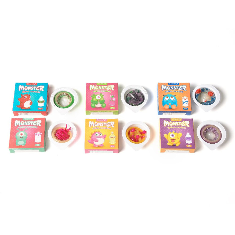 Recare Yellow Monster Spike Condom (з рядами пухирців та шипів)