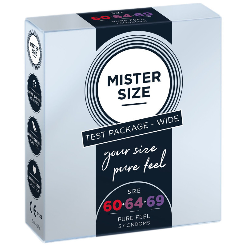 Набір Mister Size - pure feel - 60–64–69 (3 condoms), 3 розміри, товщина 0,05 мм