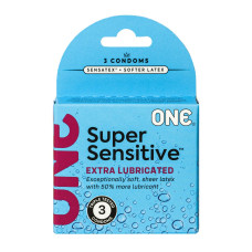 ONE Super Sensitive, 3 шт, гладенькі, з додатковою змазкою, картонне паковання