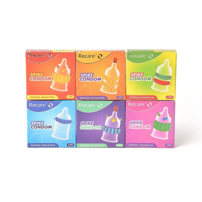 Recare Spike Condom Yellow (з вусиками та спіраллю шипів)