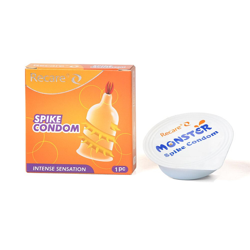 Recare Spike Condom Yellow (з вусиками та спіраллю шипів)